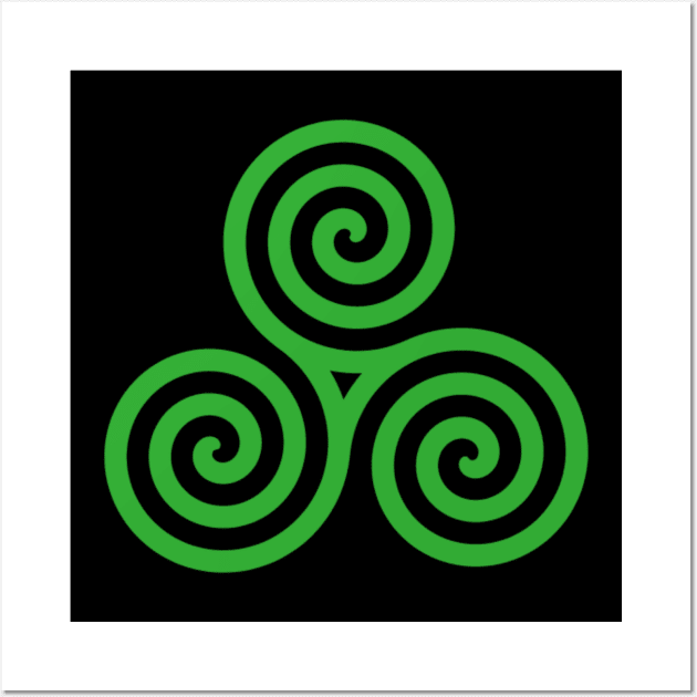 Green Triple Celtic Spiral Wall Art by Celtic Morrigan